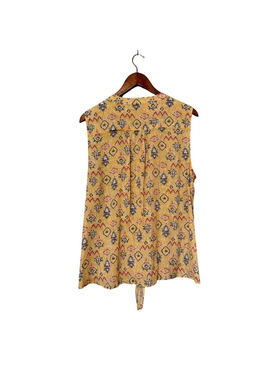 New Directions Curvy Yellow Sleeveless Blouse Tie Front & Button Closure Size 2X - Picture 2 of 6